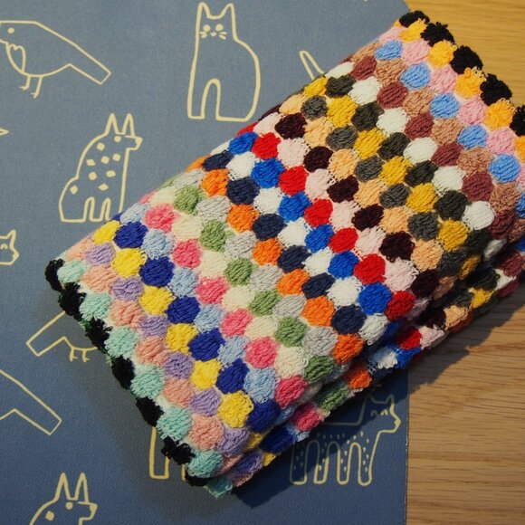 2 Rainbow Pom Pom Turkish Cotton Kitchen Towels - Picture 6 of 9